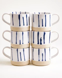 Nódoa Tasse groß gestreift weiß blau 6er-Set