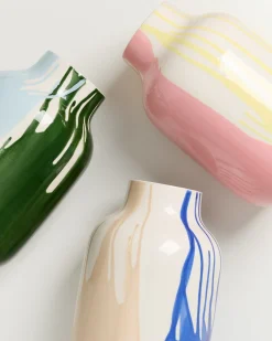 Nuno - Vase L drip dark green light blue