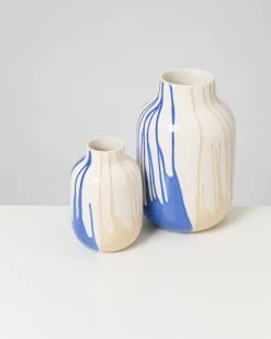 Nuno - Vase M drip sand blue