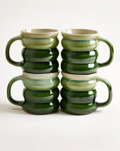 Ombra Tasse groß bubble grün dunkelgrün 4er-Set