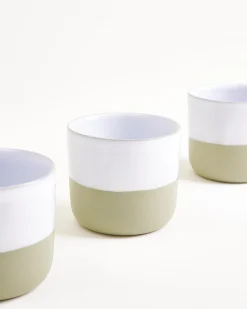 Seda - Set of 6 cups small sage green white