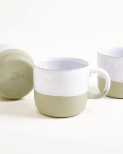 Seda - Set of 4 Mugs small sage green white