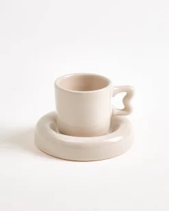 Seia - Espresso mug & Espresso saucer Heart sand