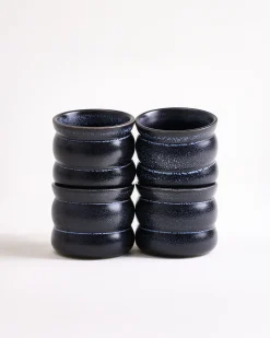 Turmalina - Set of 4 cups small bubble black